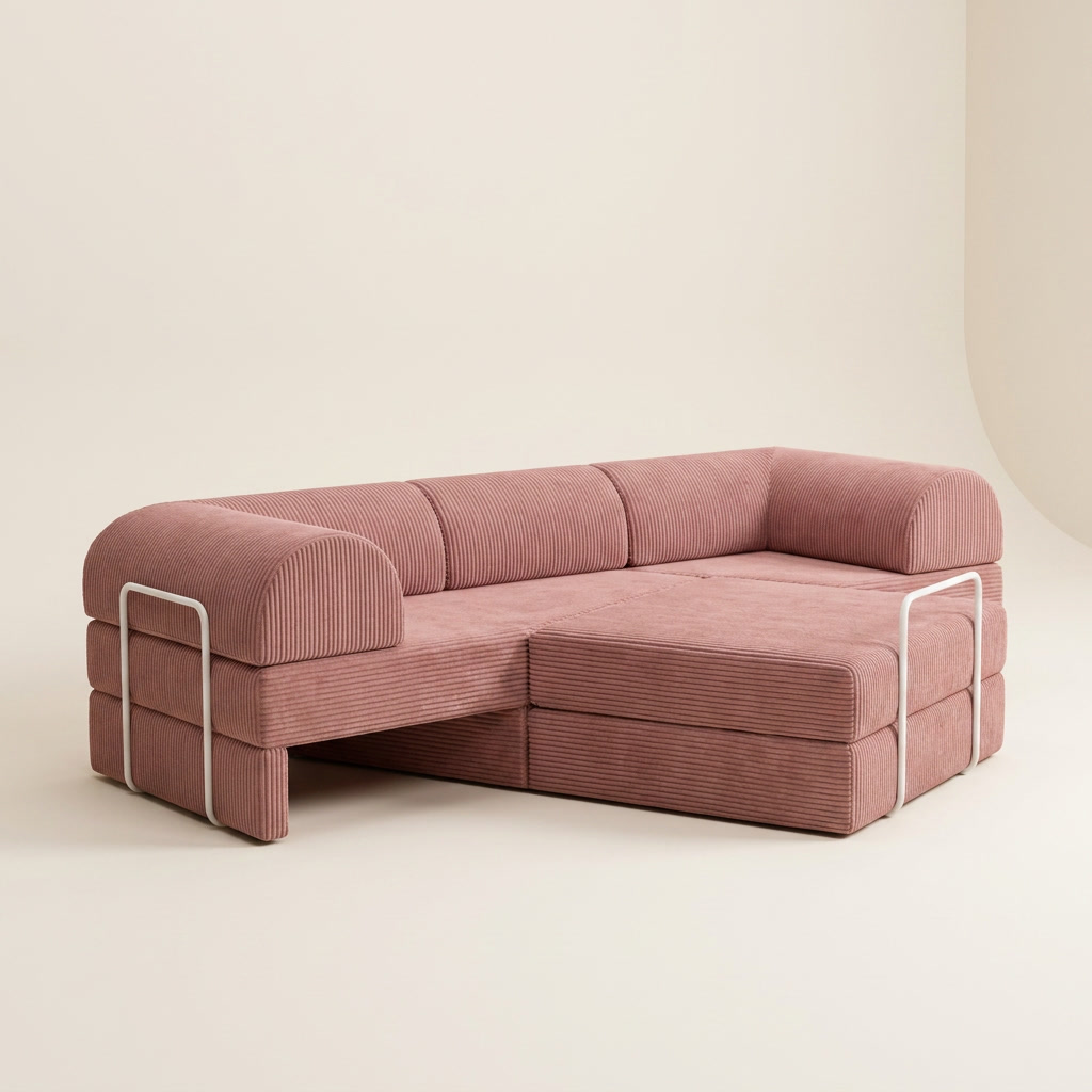 3-pers · Støvet Rosa · angle 1