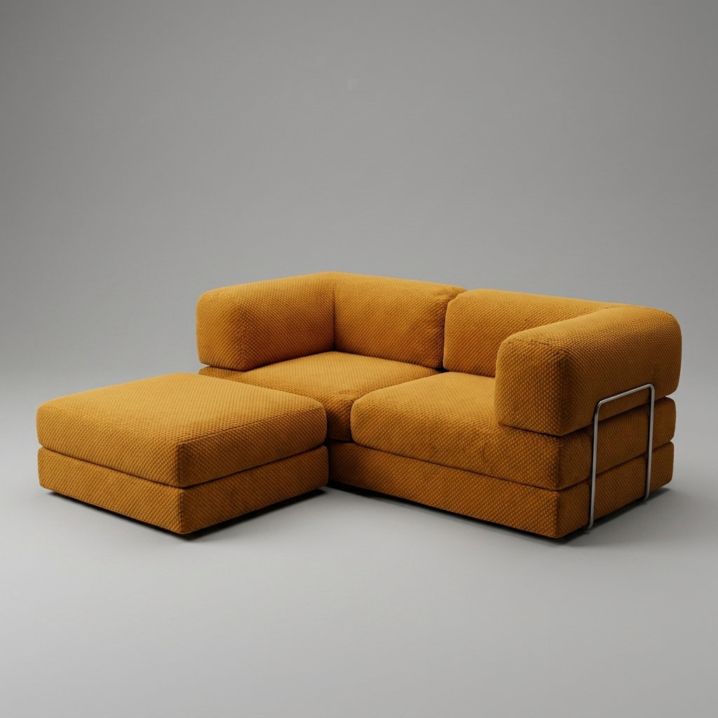 2-pers + puff · Cognac · udfoldet