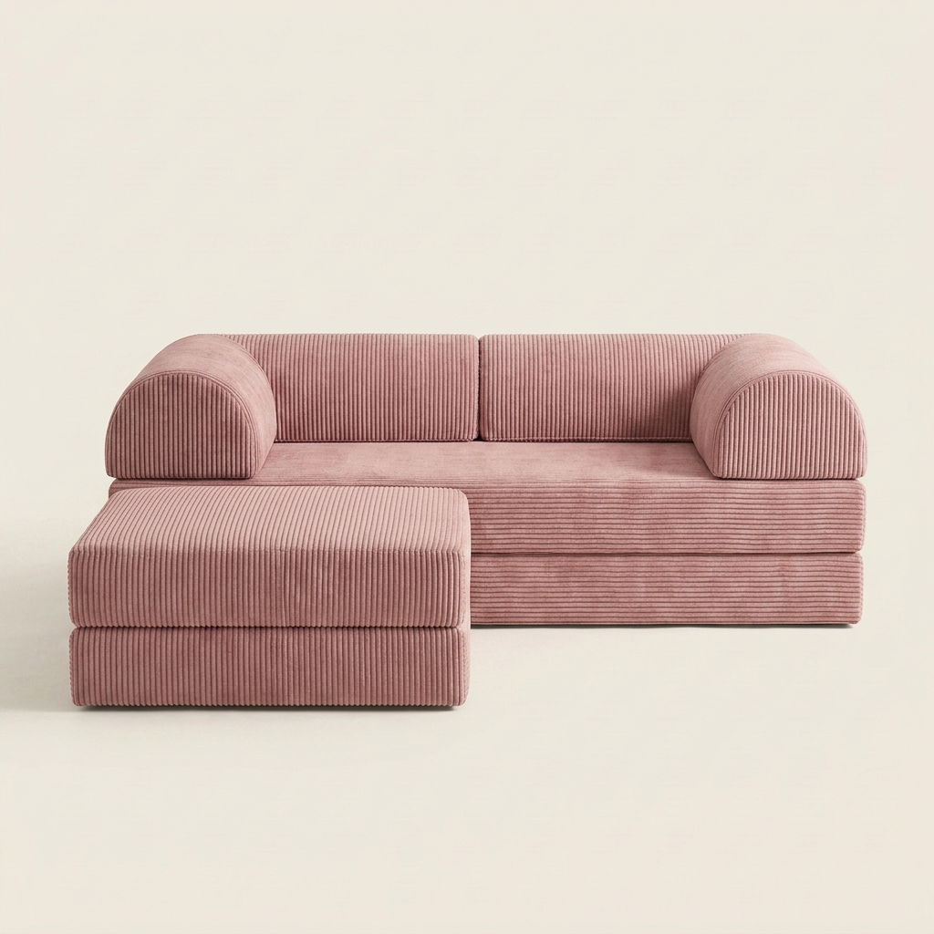 2-pers + puff · Støvet Rosa · head-on