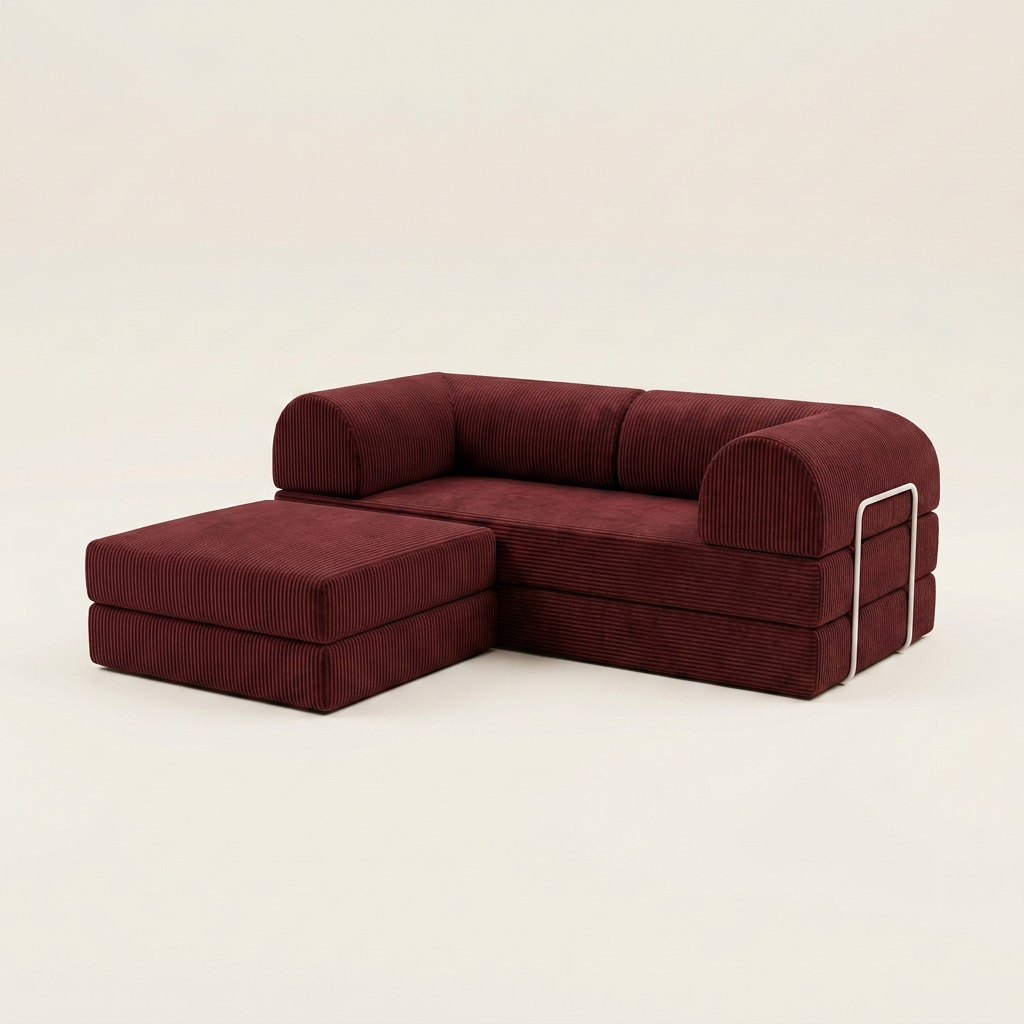 2-pers + puff · Burgundy · 3/4